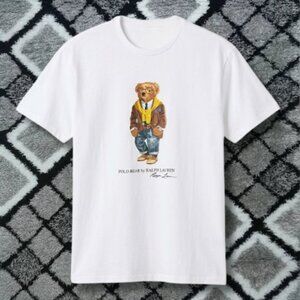 White-Polo Bear Yellow Outfit Graphic Tee-Reprint